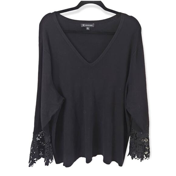 INC International Concepts Black V Neck Knit Sweater Lace Size 4XL - Picture 1 of 5